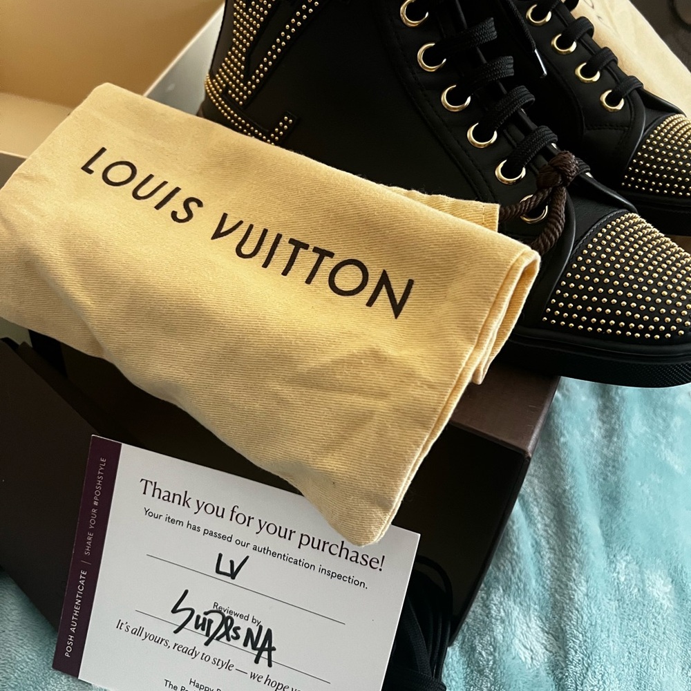 Louis Vuitton Black and Gold Studded booties - Picture 5 of 9